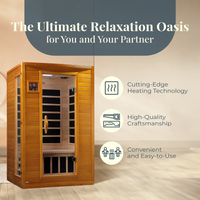 Infrared Sauna Built for Daily Wellness, Low EMF Carbon Panels, Canadian Hemlock Wood, Bluetooth Audio