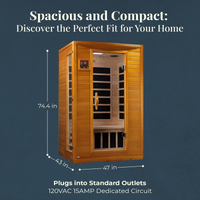 Infrared Sauna Built for Daily Wellness, Low EMF Carbon Panels, Canadian Hemlock Wood, Bluetooth Audio