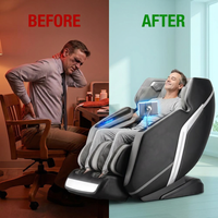 4D Deluxe Gray and Black Zero Gravity and Space Saving Faux Leather Heated Massage Chair with Sl-Track and Bluetooth — Before & After