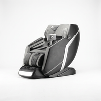 4D Deluxe Gray and Black Zero Gravity and Space Saving Faux Leather Heated Massage Chair with Sl-Track and Bluetooth — Studio Shot