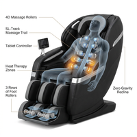 4D Deluxe Gray and Black Zero Gravity and Space Saving Faux Leather Heated Massage Chair with Sl-Track and Bluetooth — How It Works