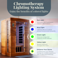 Infrared Sauna Built for Daily Wellness, Low EMF Carbon Panels, Canadian Hemlock Wood, Bluetooth Audio