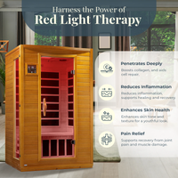 Infrared Sauna Built for Daily Wellness, Low EMF Carbon Panels, Canadian Hemlock Wood, Bluetooth Audio