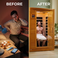 Andora 2-Person Low EMF FAR Infrared Sauna, Canadian Hemlock — Before & After