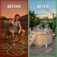 PEWSHTUB Pine Hot Tub and Ice Bath 4-5 Person with Wood-Fired Heater — Before & After