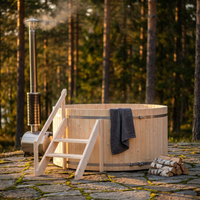 PEWSHTUB Pine Hot Tub and Ice Bath 4-5 Person with Wood-Fired Heater — Studio Shot